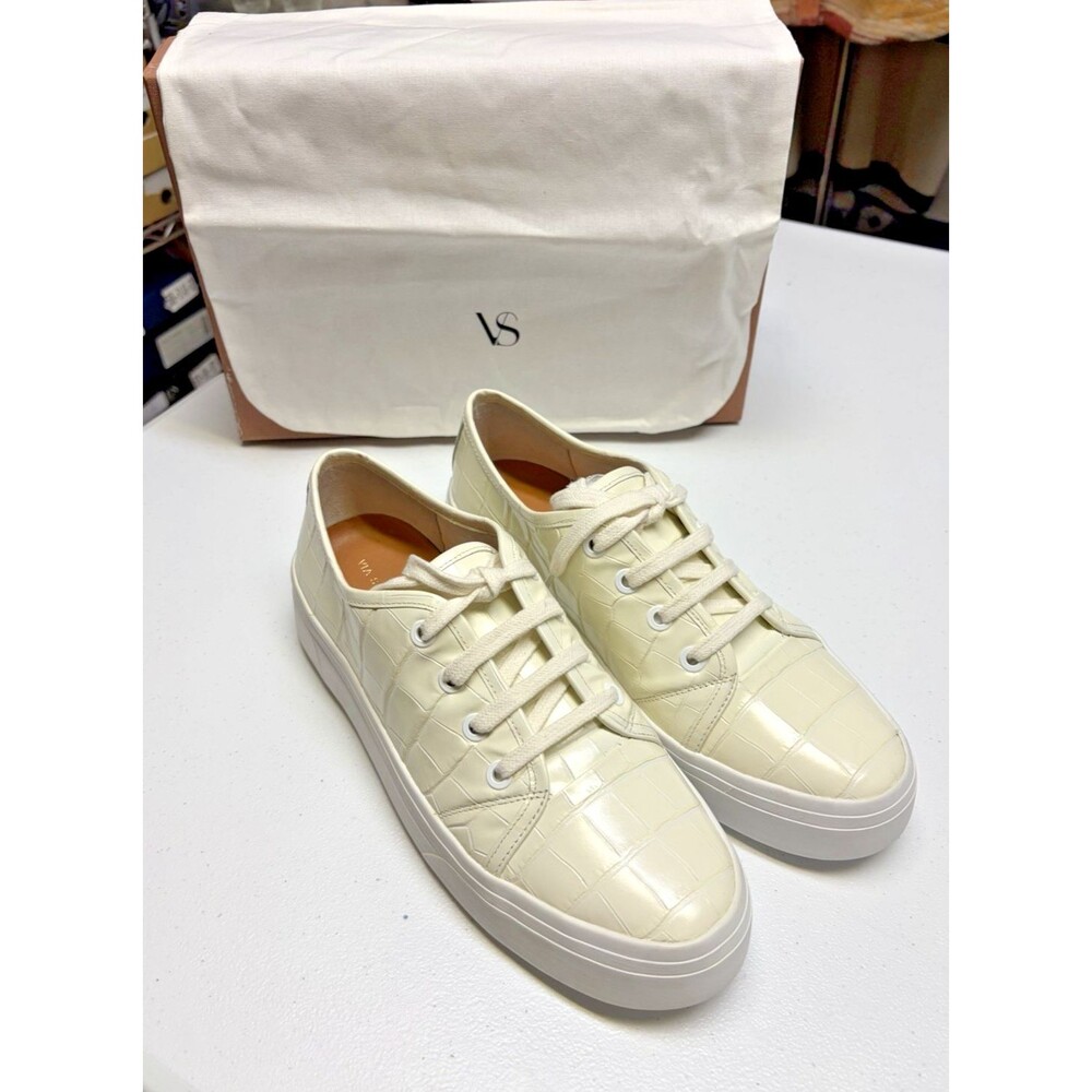Via Spiga Viola Platform Sneakers in Milk Ivory Crocodile Women’s 7.5 M NIB